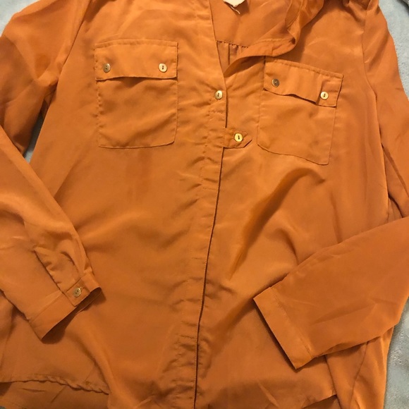 Mustard colored button up NWOT YB - Picture 8 of 11